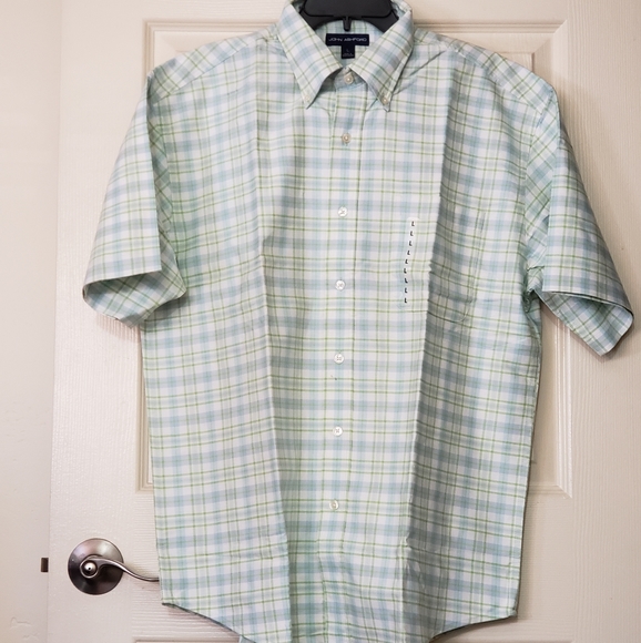 Men's shirt short sleeves green light green checks - Picture 6 of 6